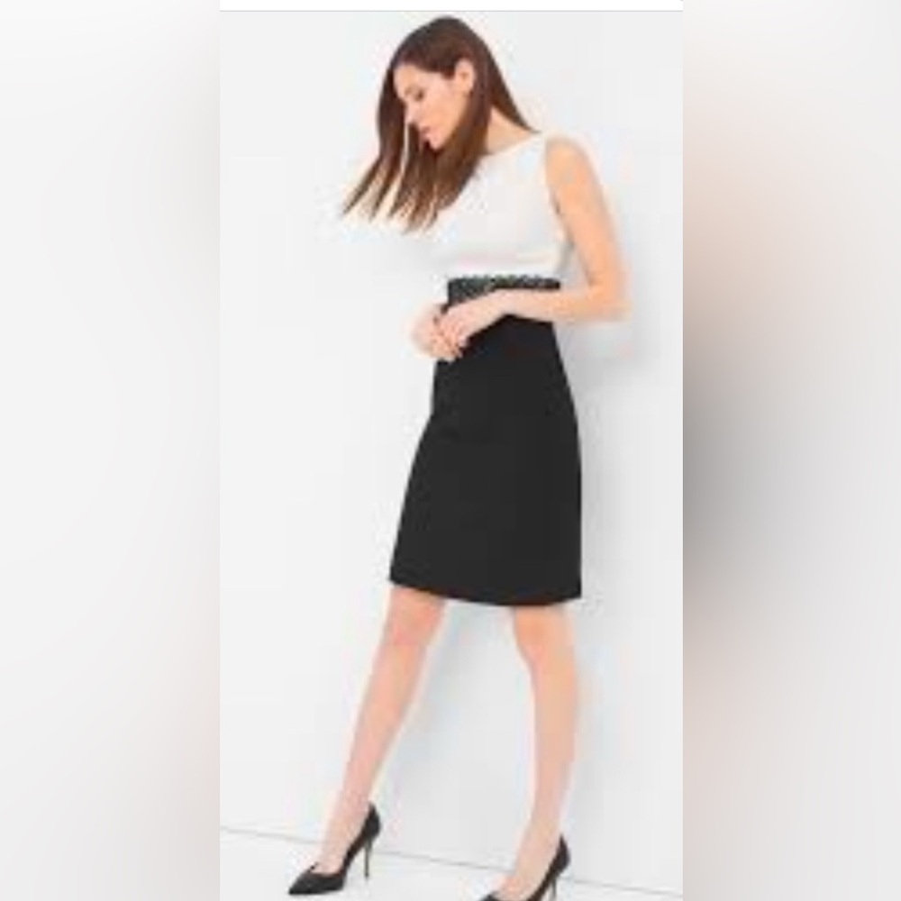 NWT THEORY RANEID WHITE / BLACK DRESS. $345 SIZE 10
